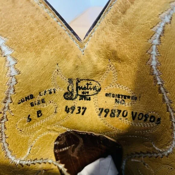 Vintage Justin Cowboy Boots Size 6 B Leather USA Made Western Rich Brown - Picture 15 of 16